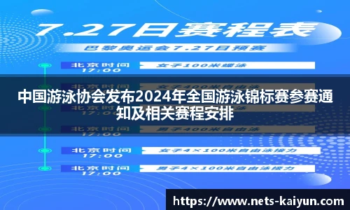 中国游泳协会发布2024年全国游泳锦标赛参赛通知及相关赛程安排