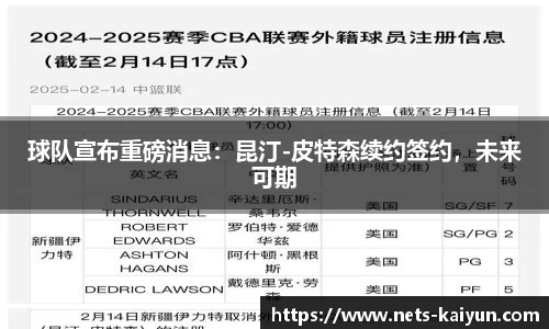 球队宣布重磅消息：昆汀-皮特森续约签约，未来可期
